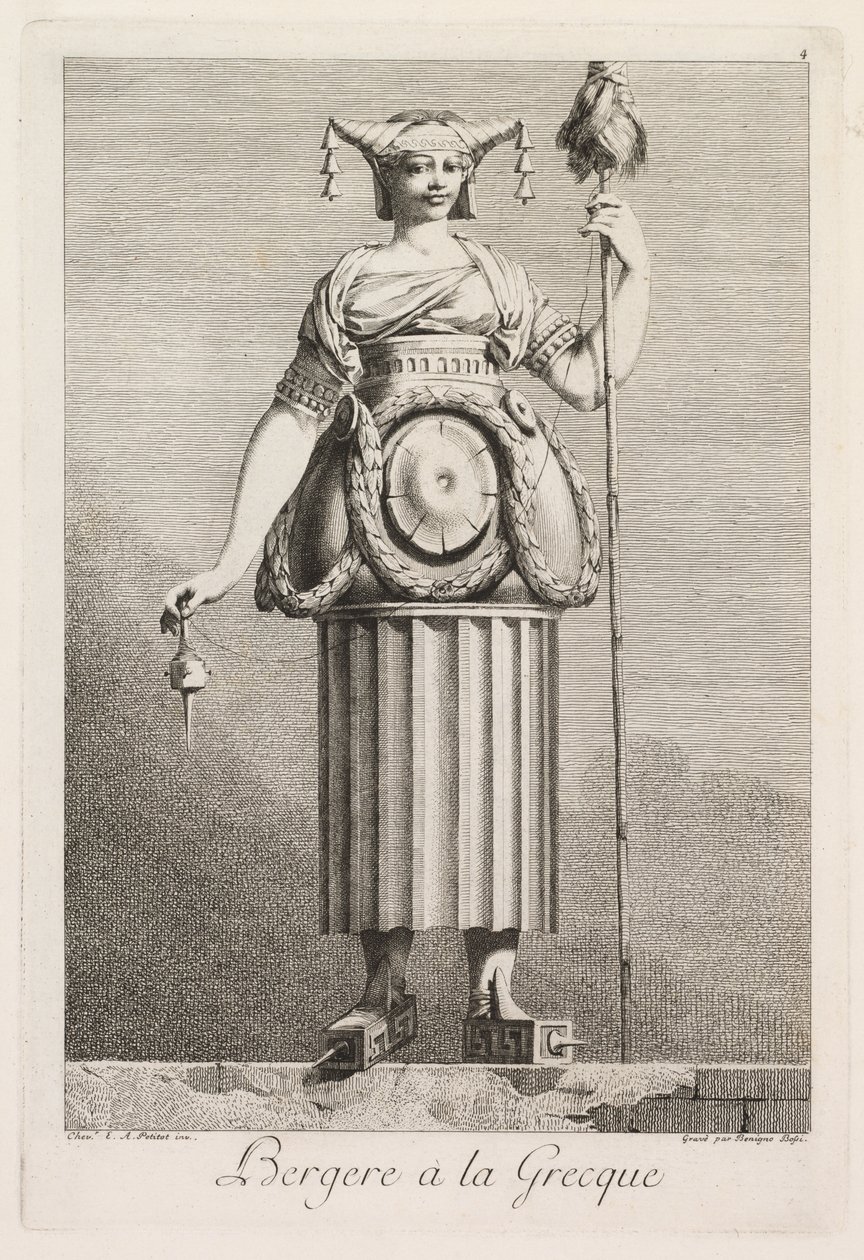 Masquerade in the Greek Style: Shepherdess in the Greek Style (Plate 4) by Benigno Bossi