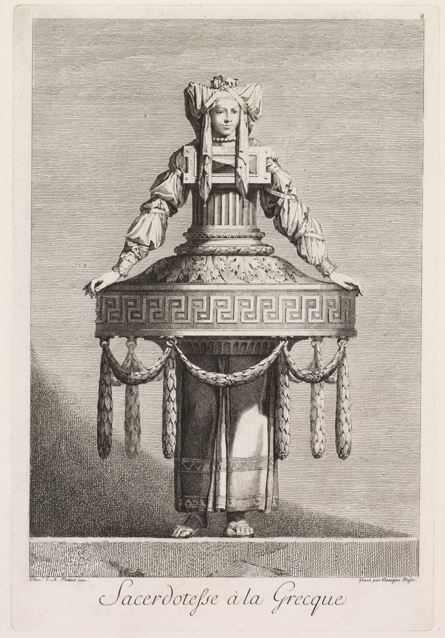 Masquerade in the Greek Style: Greek Priestess (Plate 8) by Benigno Bossi