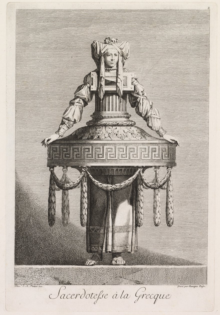 Masquerade à la Grecque: Priestess à la Grecque Plate 8 by Benigno Bossi