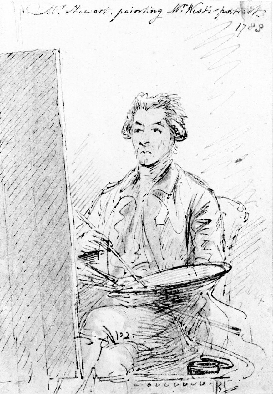 Mr Stewart painting Mr West