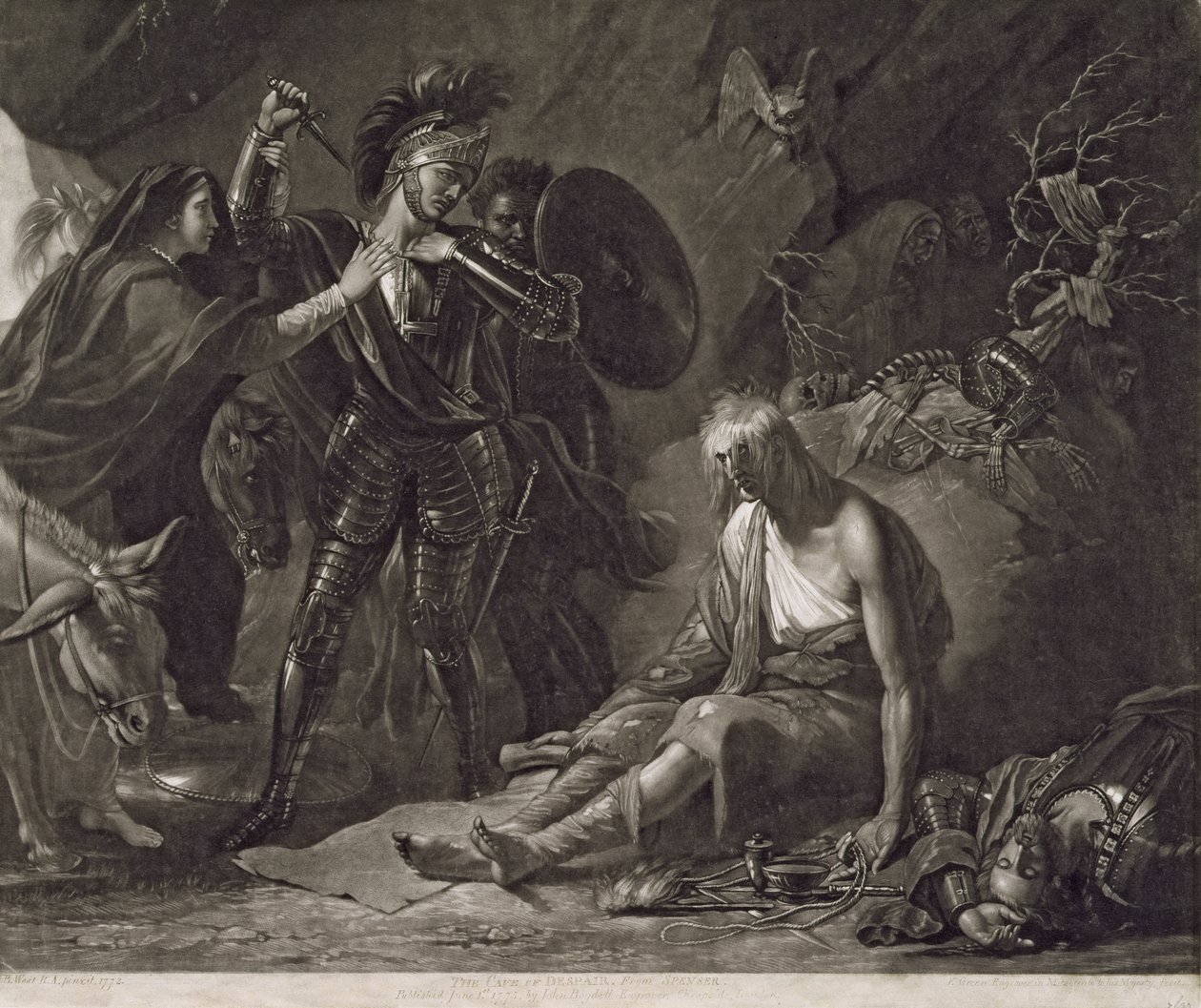 The Cave of Despair, from Spenser, engraved by Valentine Green by Benjamin West