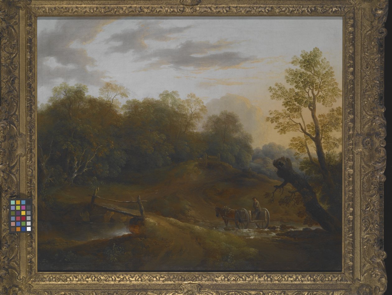 Pony Cart Crossing a Woodland Brook by Benjamin Barker
