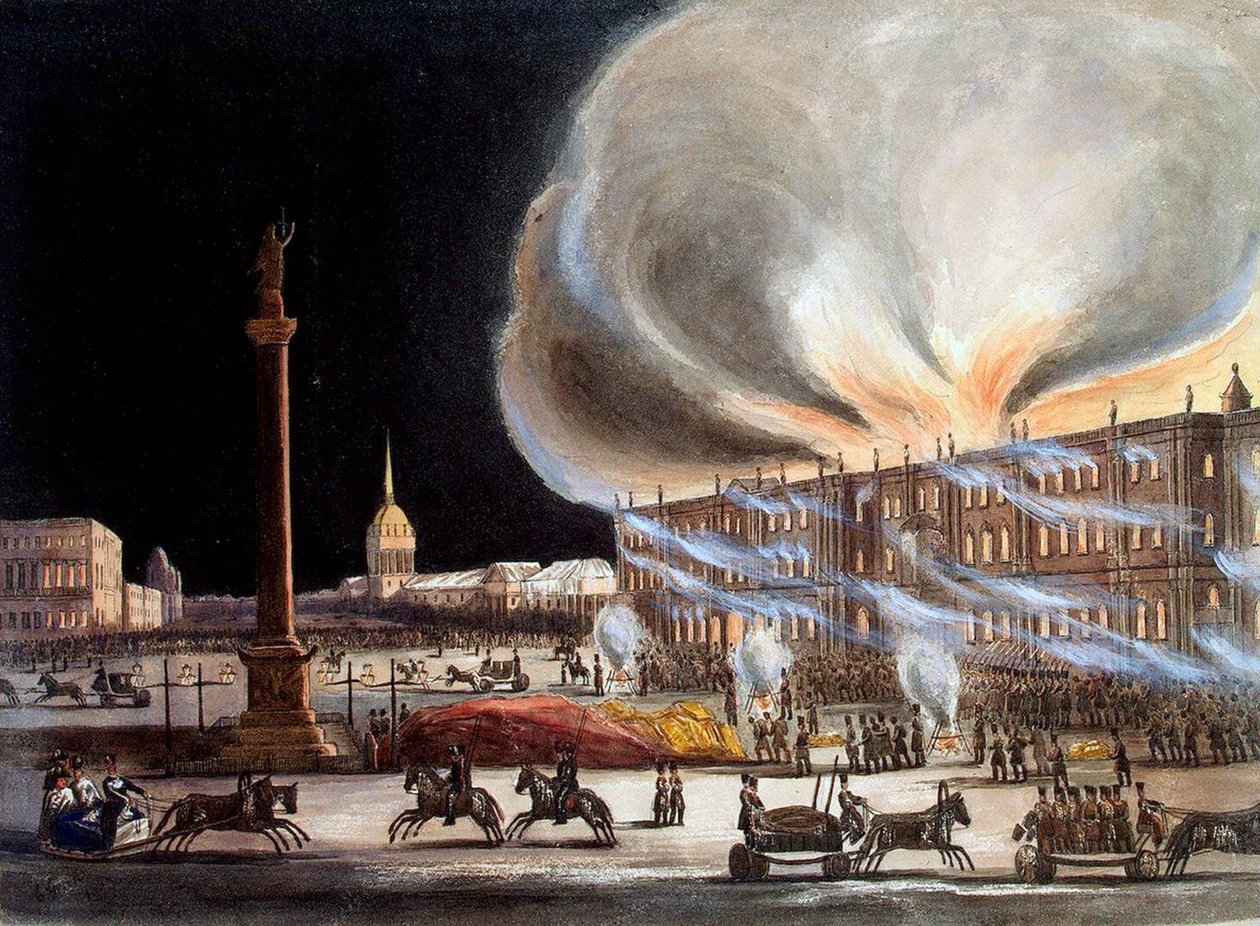 Fire in the Winter Palace in December 1837, 1838 by Benjamin Richard Green