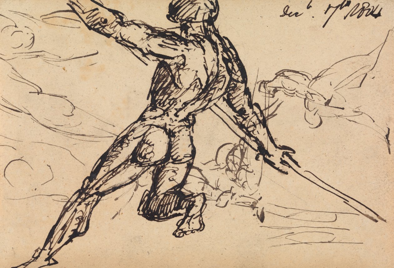 Figure Studies of a Nude Male with Spear