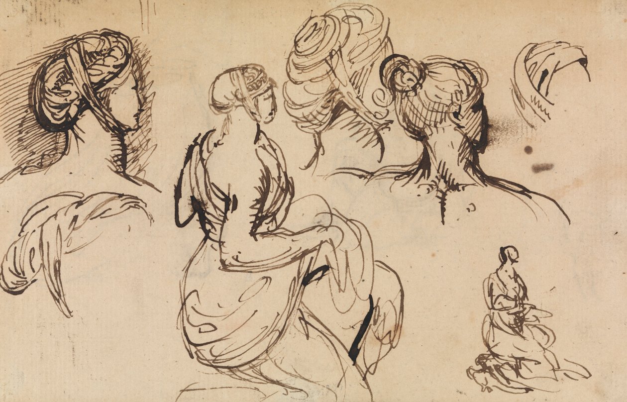 Figure Study of Women and Their Hairstyles by Benjamin Robert Haydon