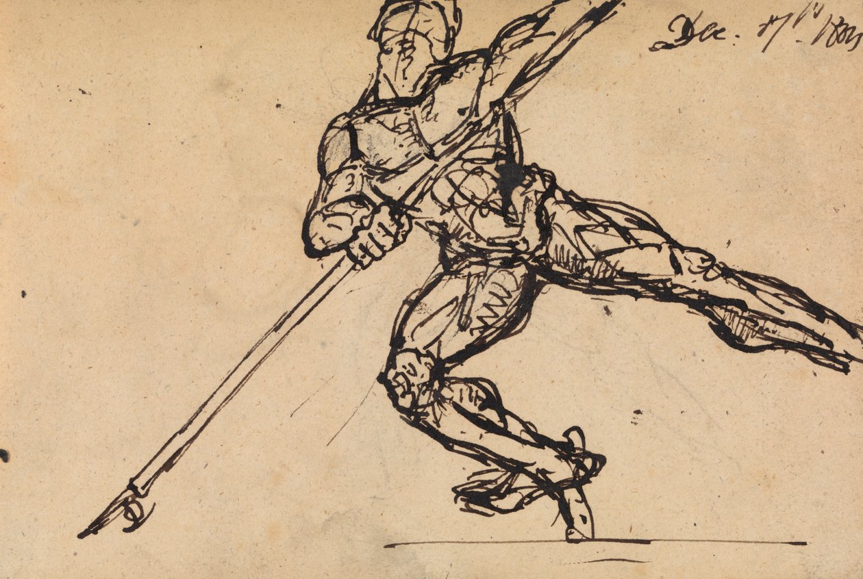 Figure Study of a Nude Male with a Spear by Benjamin Robert Haydon