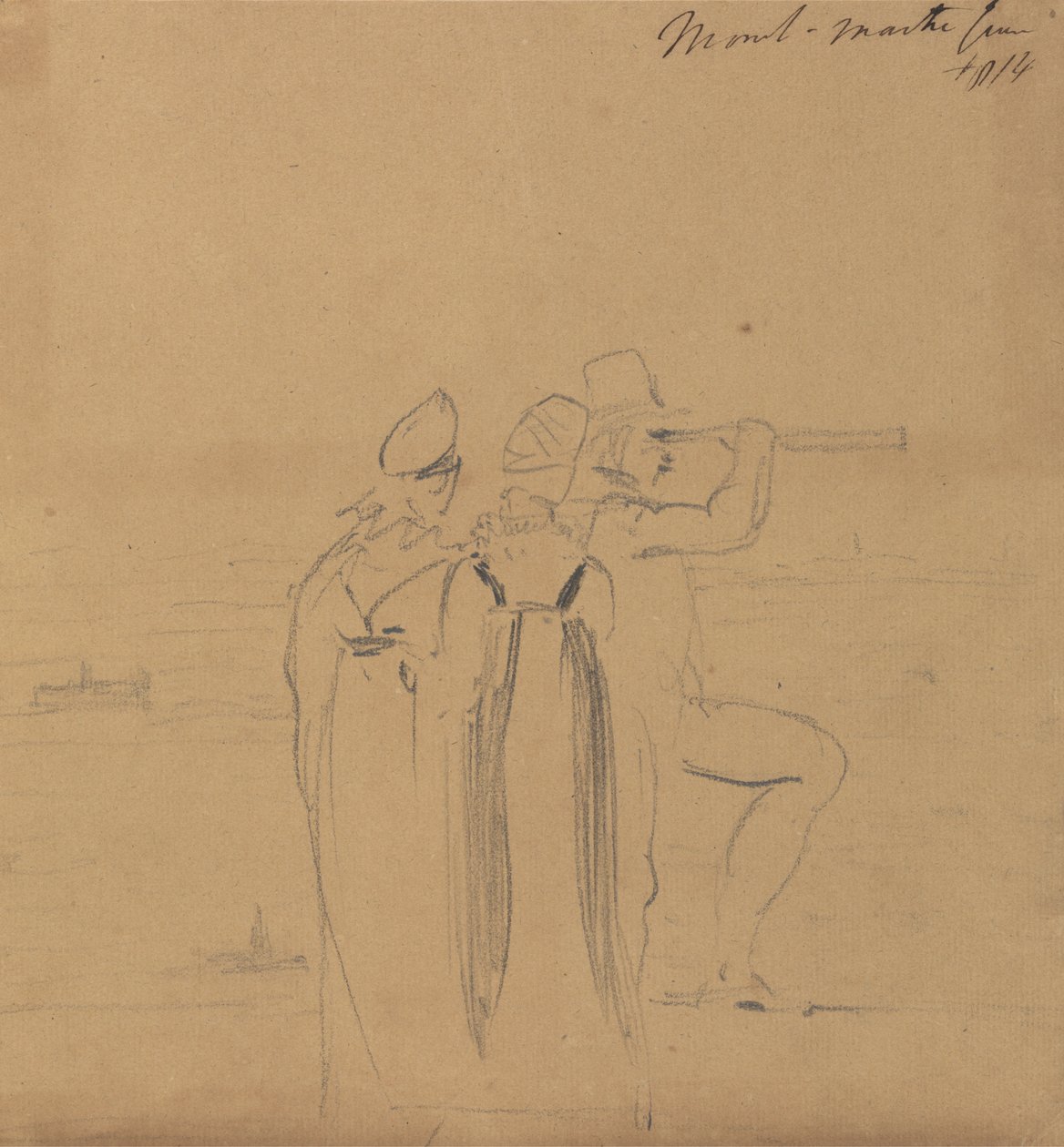 Study of a Man, Looking Through a Telescope, Accompanied by Two Women by Benjamin Robert Haydon