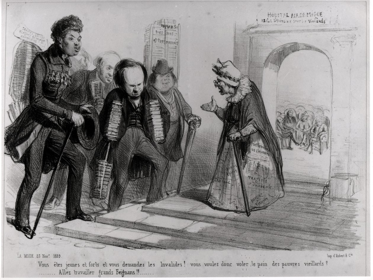 Dumas, Hugo and Balzac Seeking Their Admission to the French Academy, illustration from 
