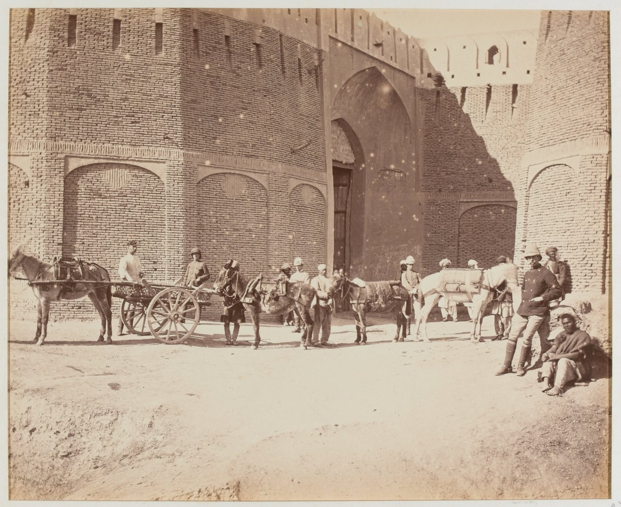 Durani Gate, Heyland Cart and Pack Mules, Showing the Different Kinds of Pack Saddles, Kandahar by Benjamin Simpson