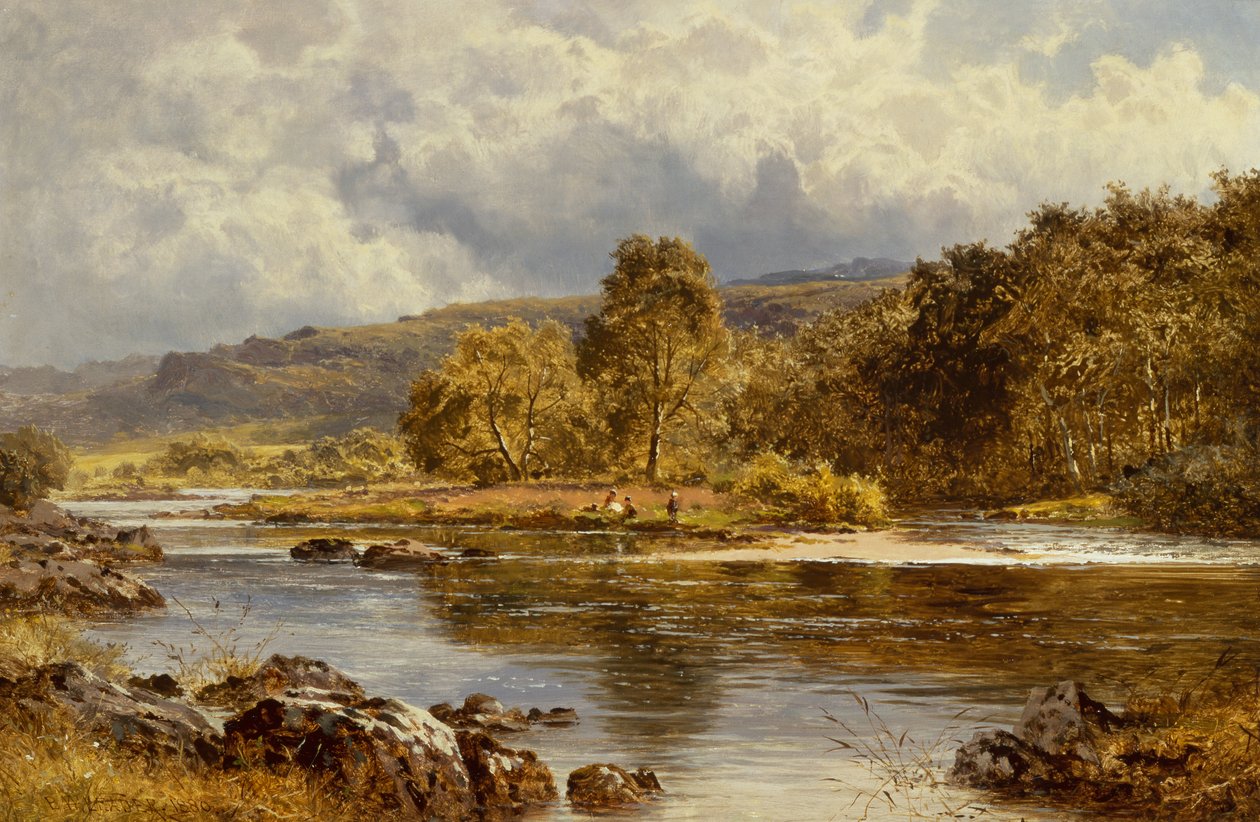 An Island on the Llugwy Just Below Capel Curig, North Wales by Benjamin Williams Leader