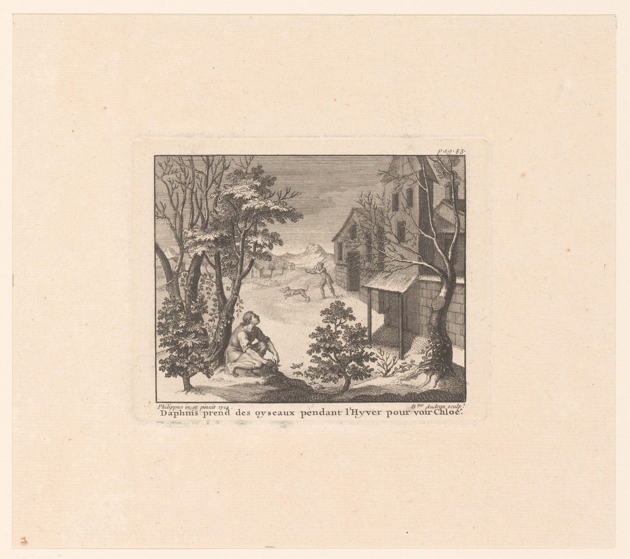 Daphnis Hunting Birds in Winter by Benoît Audran (I)