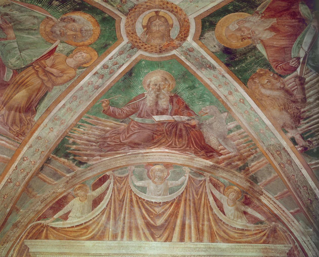 God the Father at the Cornerstone, Christ Blessing, on the Ceiling, God the Father Blessing by Benozzo di Lese di Sandro Gozzoli