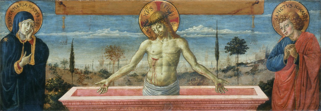 Christ the Man of Sorrows between the Virgin Mary and St. John the Evangelist, c. 1450 by Benozzo Gozzoli