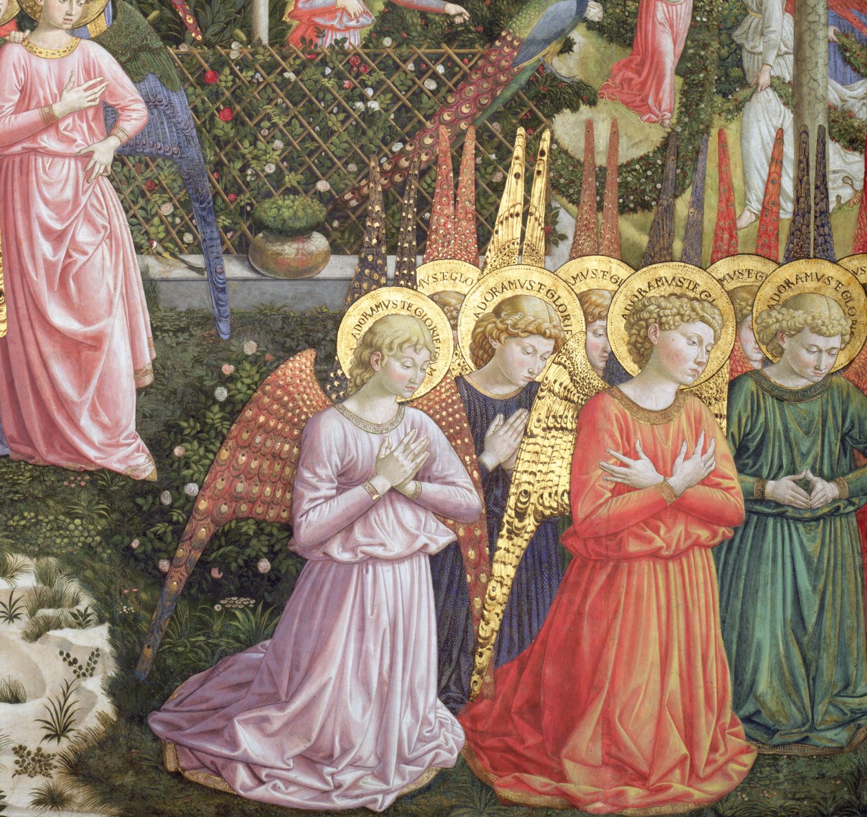Angels in a Heavenly Landscape, the Left Hand Wall of the Apse, from the Journey of the Magi Cycle in the Chapel c.1460 (detail) by Benozzo di Lese di Sandro Gozzoli