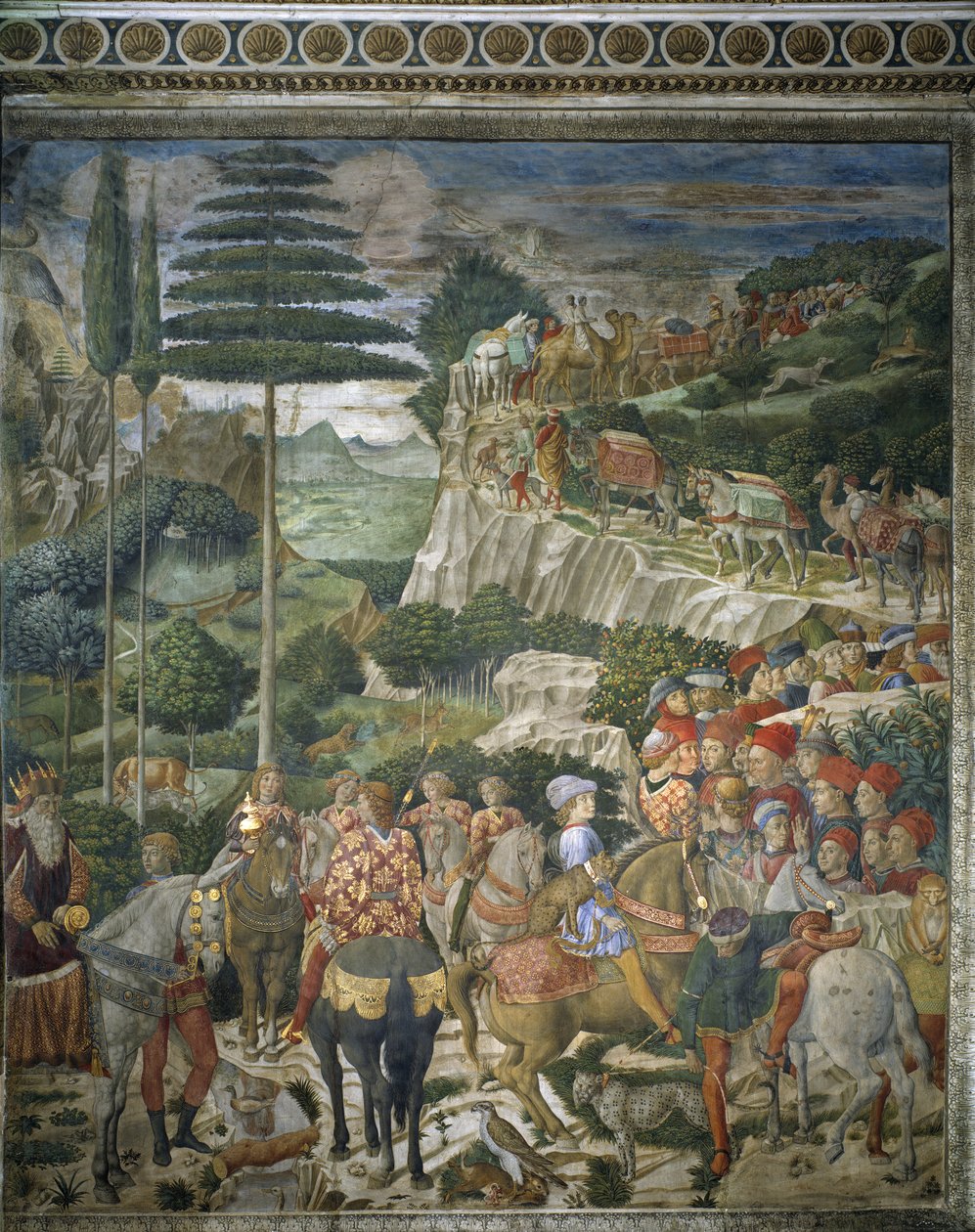 Cortege of the Magi with Julien de Medicis and Joseph II, Patriarch of Constantinople by Benozzo di Lese di Sandro Gozzoli