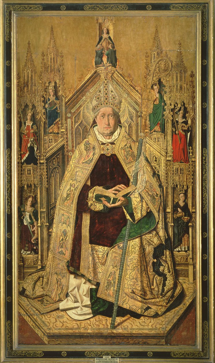 St. Dominic enthroned as Abbot of Silos, 1474 by Bartolomé Bermejo