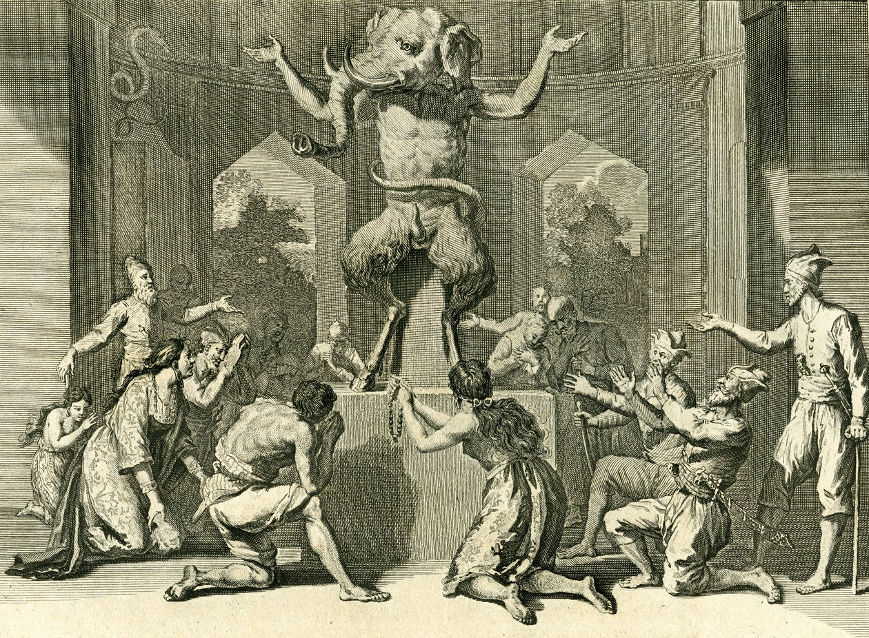 People of Ceylon Worshipping the God Ganesh, Giver of Wisdom, Health and Wealth, 1729 by Bernard Picart