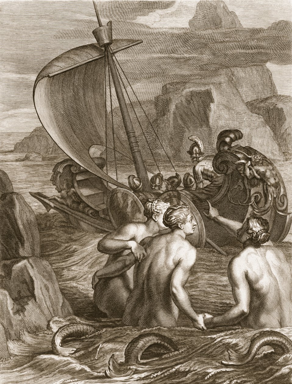 Ulysses and His Companions Avoid the Charms of the Sirens by Bernard Picart