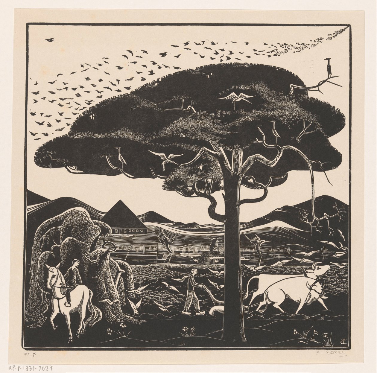 Plowing Oxen by Bernard Essers (signed by artist)
