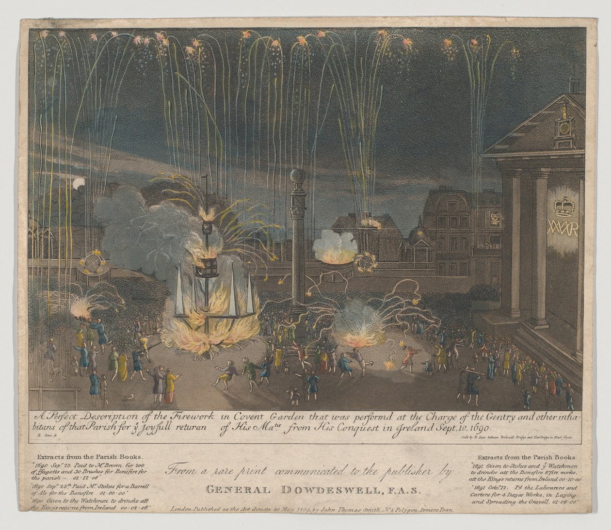 Fireworks in Covent Garden, 1809 by Bernard II Lens