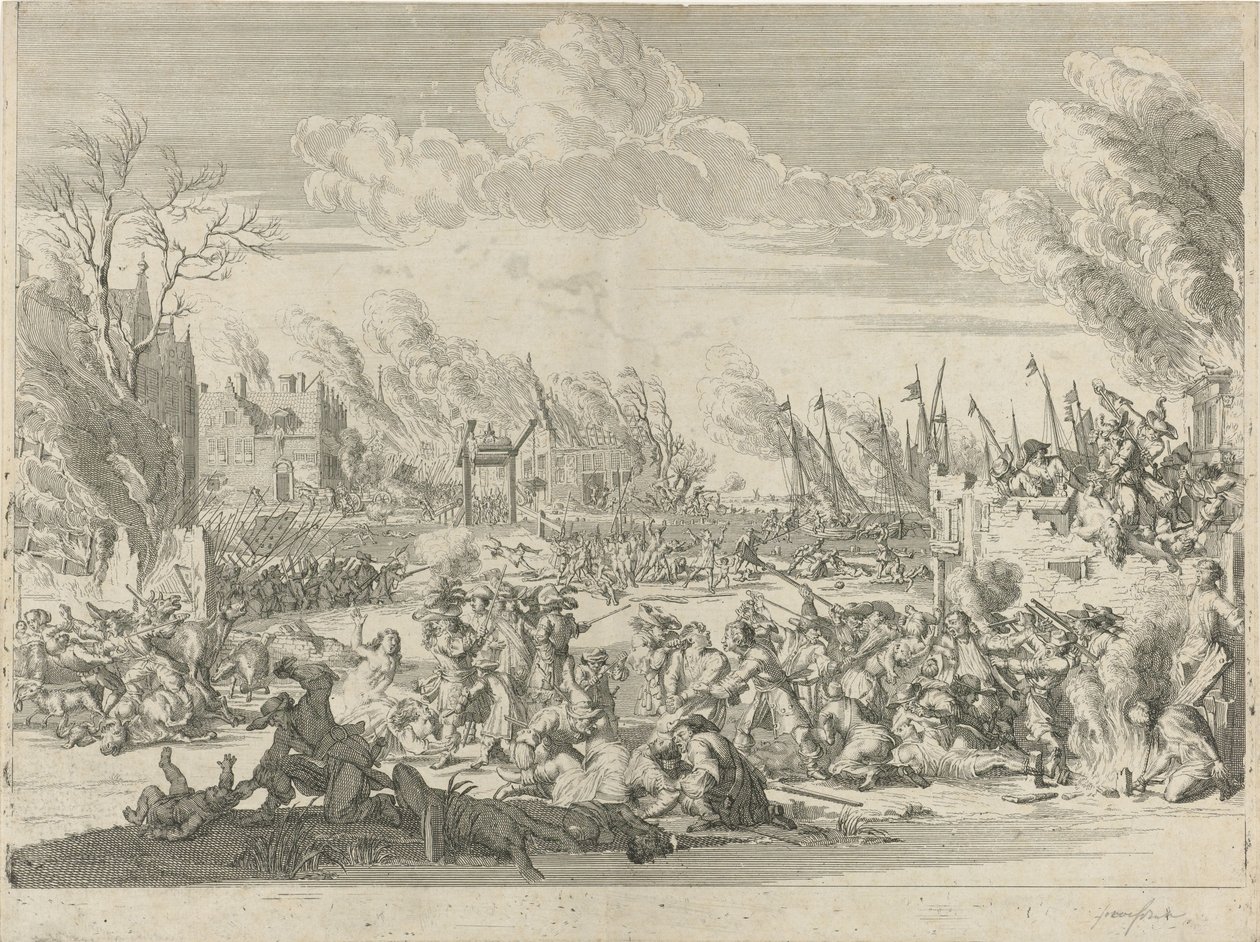 French Atrocities in Bodegraven and Zwammerdam, 1672 by Bernard Picart (workshop of)