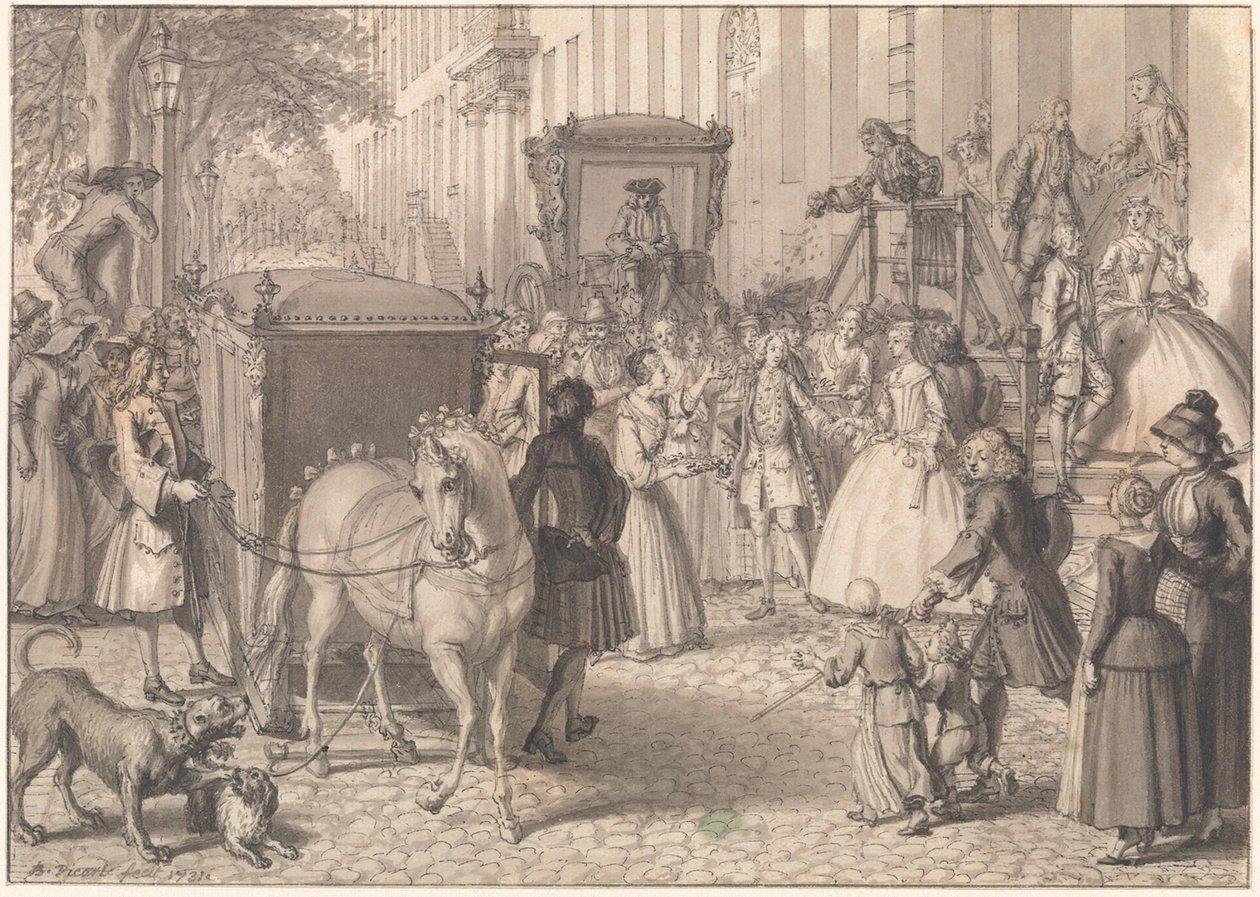 Beginning of a Wedding Procession of a Lutheran Couple by Bernard Picart