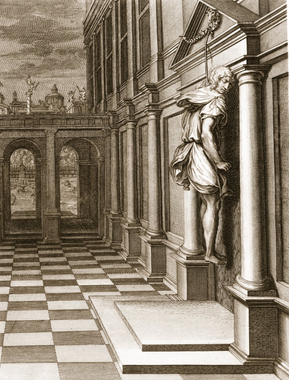 Iphis Hangs Himself in Despair that he Could Not Gain Anaxarete by Bernard Picart