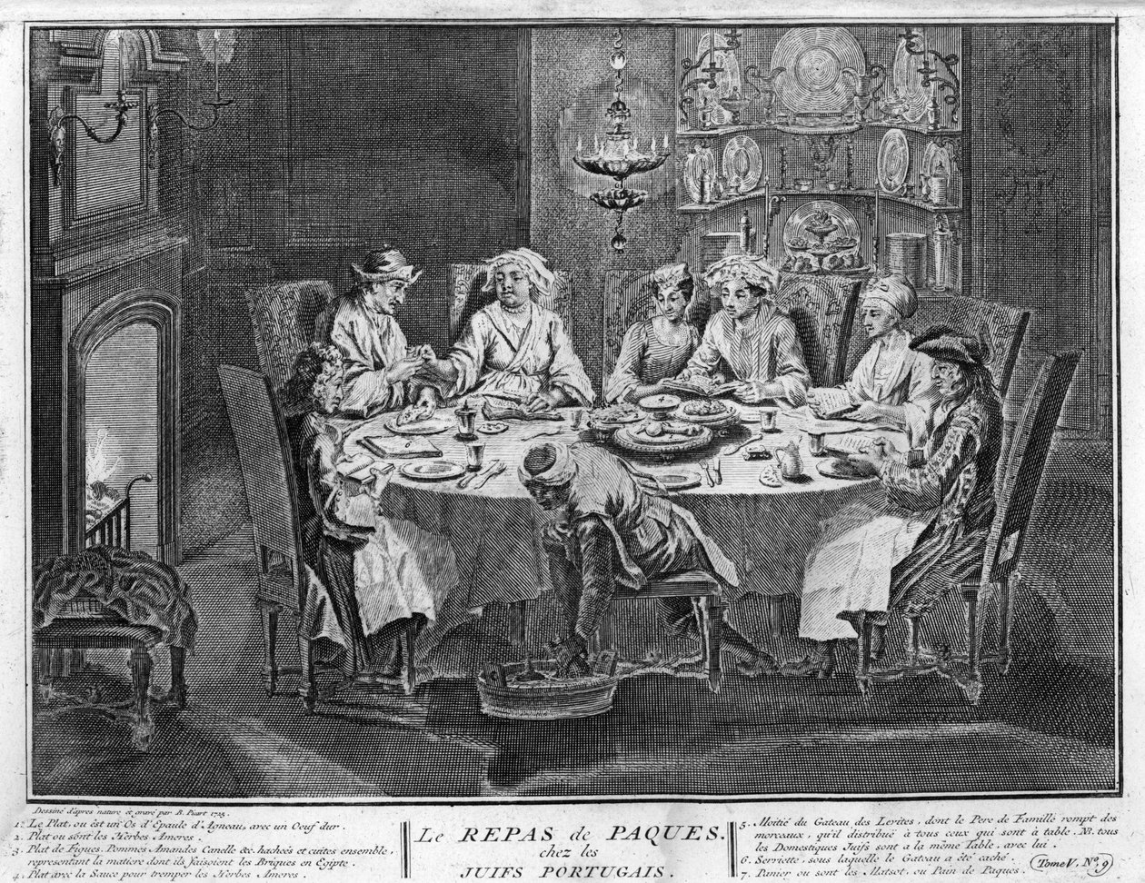 Judaism: Feast of Passover in the Jewish Portuguese Community, Illustration of Ceremonies and Religious Customs of All the Peoples of the World by Bernard Picart (1723-1743) by Bernard Picart