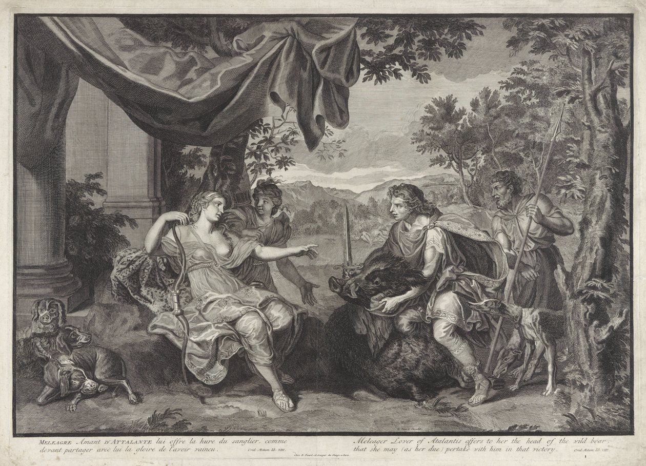 Meleager Gives the Head of the Calydonian Boar to Atalanta (History of Meleager) by Bernard Picart