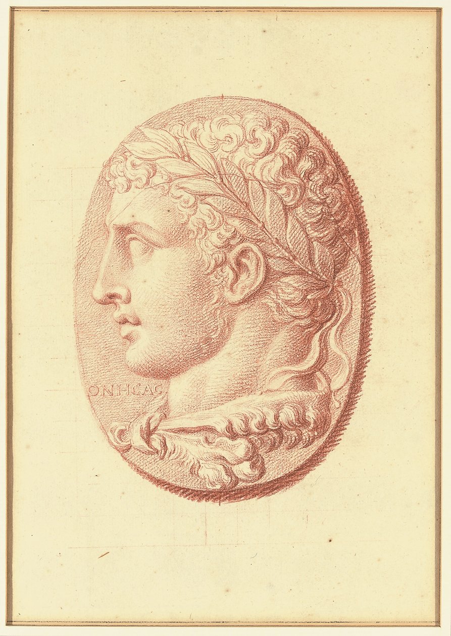 One of Four Studies after Cameos, Three with Classical Profile Portraits and One with a Fragmentary Relief of Cupid and Two Lions Drawing a Chariot by Bernard Picart