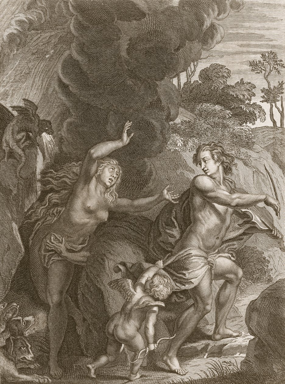 Orpheus, Leading Eurydice Out of Hell, Looks Back Upon her and Loses her Forever by Bernard Picart