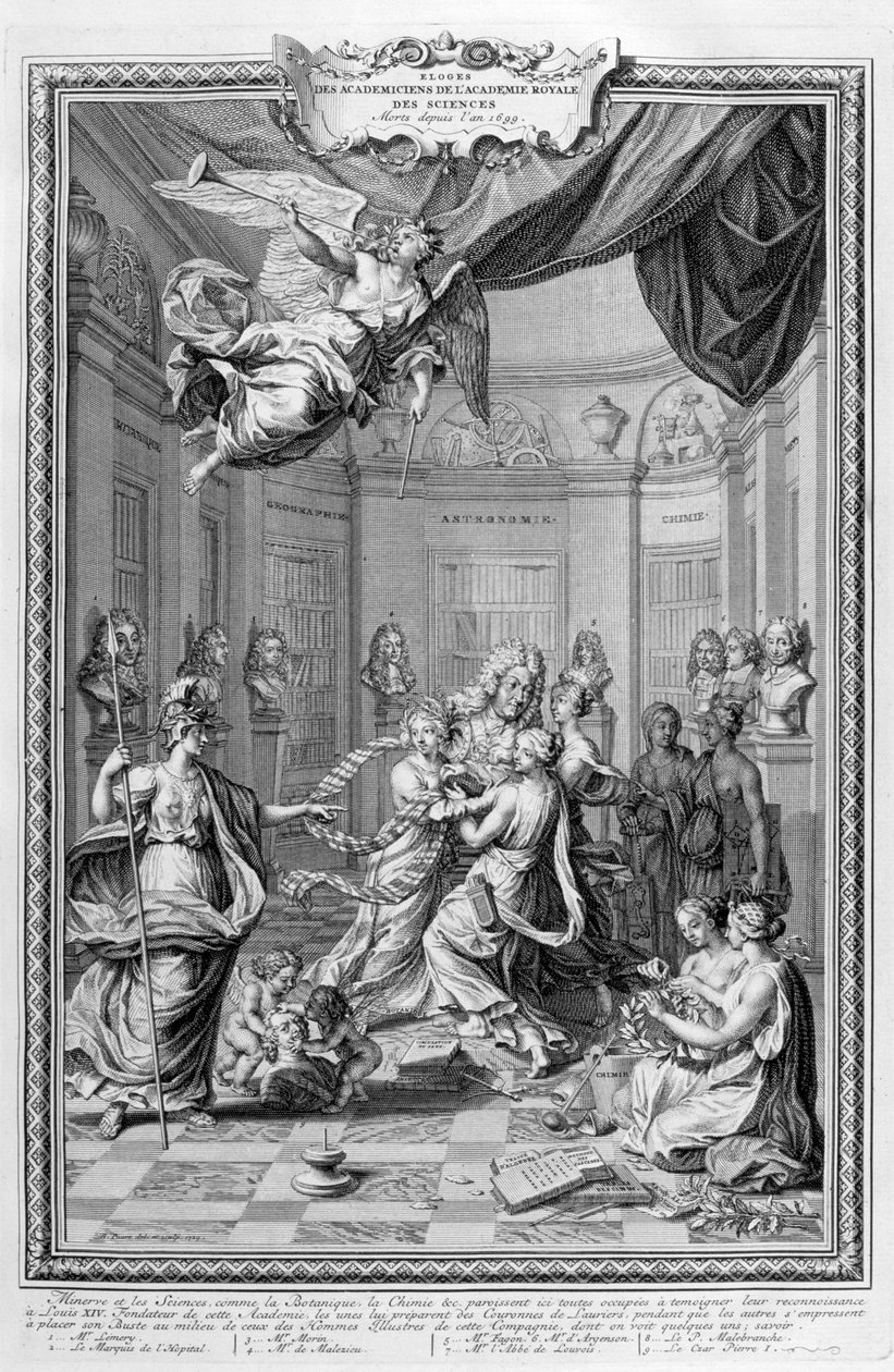 Praise of Academiciens of the Royal Academy of Science, 1728 by Bernard Picart