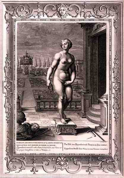 Pygmalion is Enamoured With a Statue he Has Made, And at his Prayer Venus Transforms it into a Woman by Bernard Picart