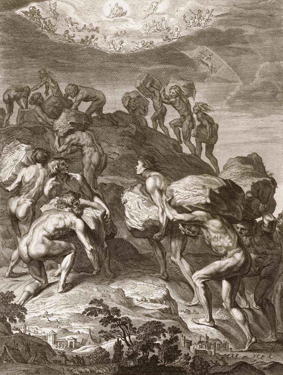 The Giants Attempt to Scale Heaven by Piling Mountains Upon Another, 1731 by Bernard Picart