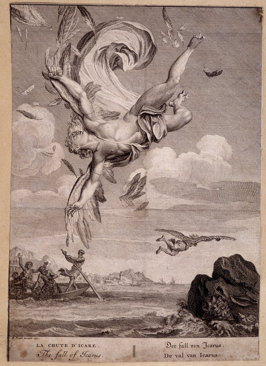 The Fall of Icarus - Engraving by Bernard Picart by Bernard Picart