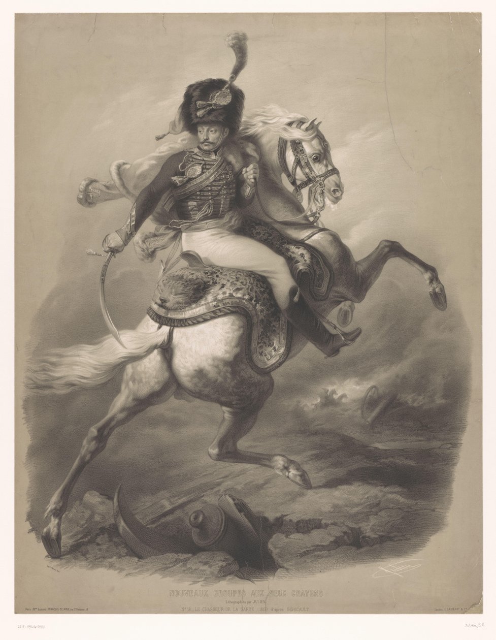 Attacking Officer on Horseback by Bernard Romain Julien
