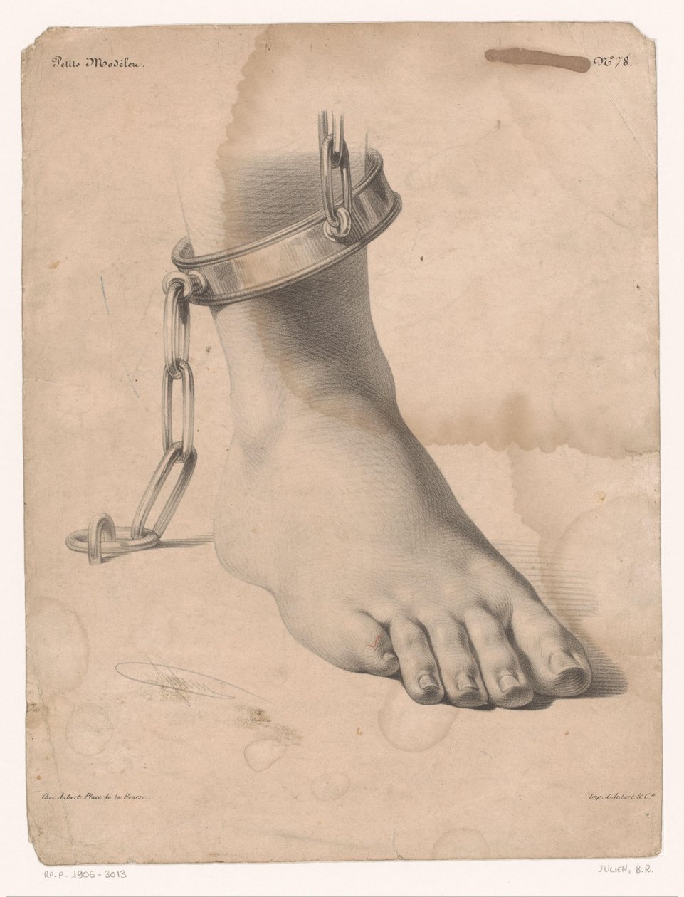 Study of Foot with Chained Ankle (series title: Small Drawing Examples) by Bernard-Romain Julien
