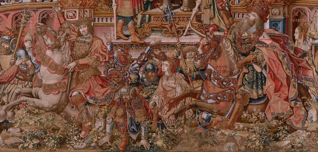Flemish tapestry. Series The Honours. Fame. Third tapestry in the series. Model Cartoonists from the circle of Bernard van Orley and Jan Gossaert. Manufacture Pieter van Aelst, Brussels. Ca 1550 by Bernard van Orley