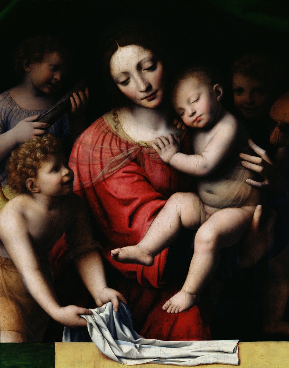 The Sleeping Jesus, or Madonna Holding the Sleeping Child, Accompanied by Three Angels by Bernardino Luini