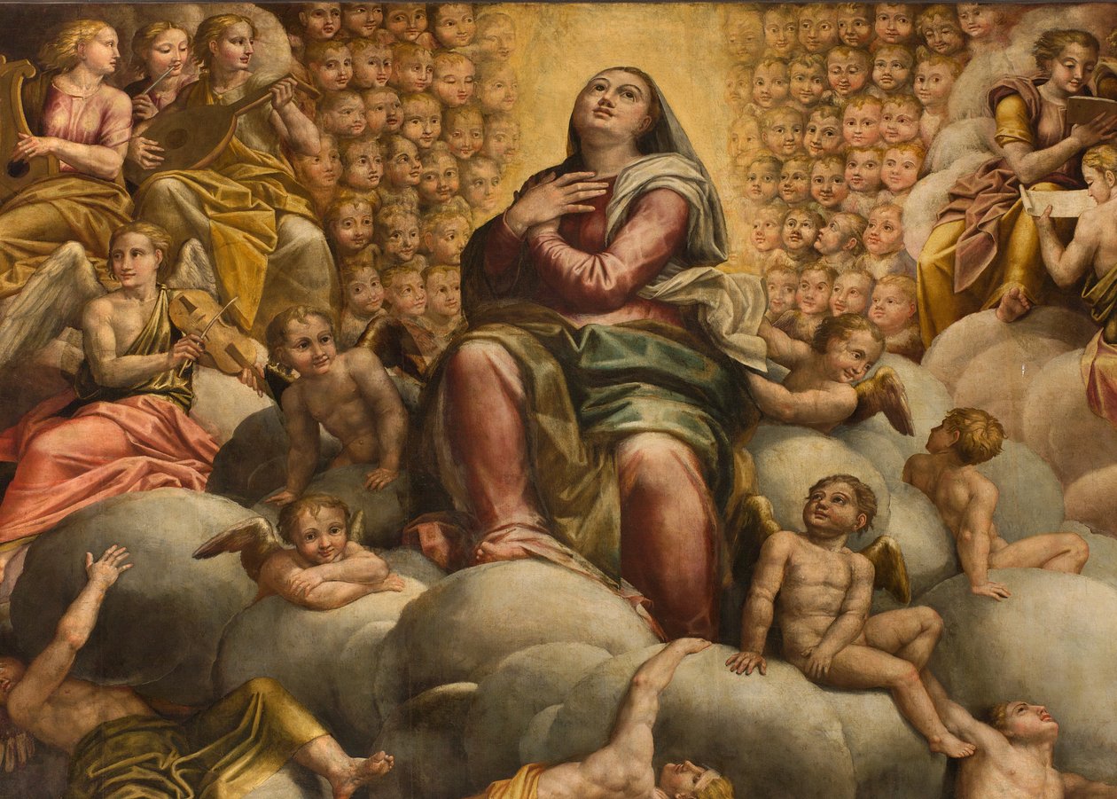 Apse, Altarpiece by Bernardino Gatti and Giovanni Battista Trotti, Assumption of the Virgin by Bernardino Gatti