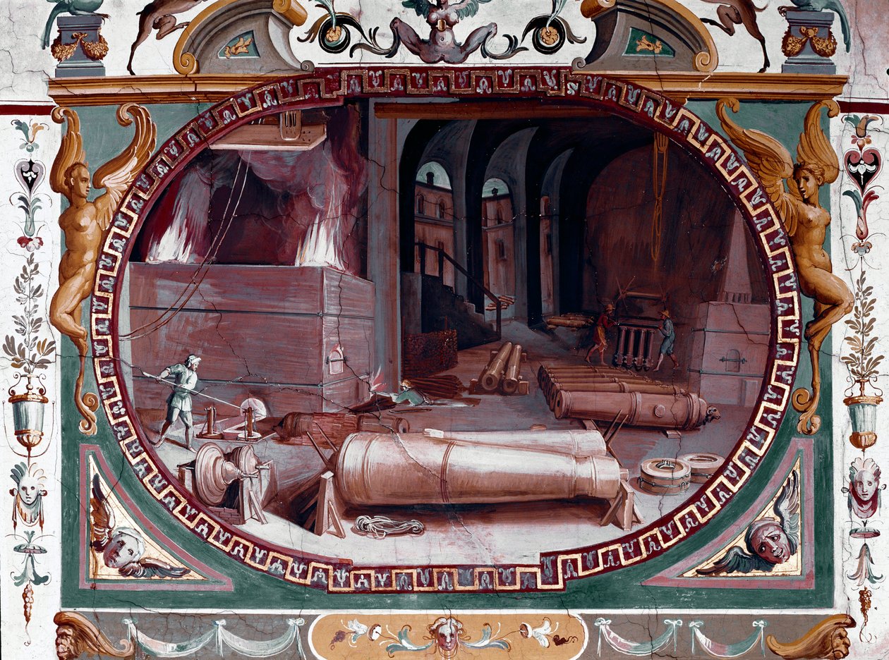 Representation of the Workshop of a Gun Foundry by Bernardino Barbatelli Poccetti