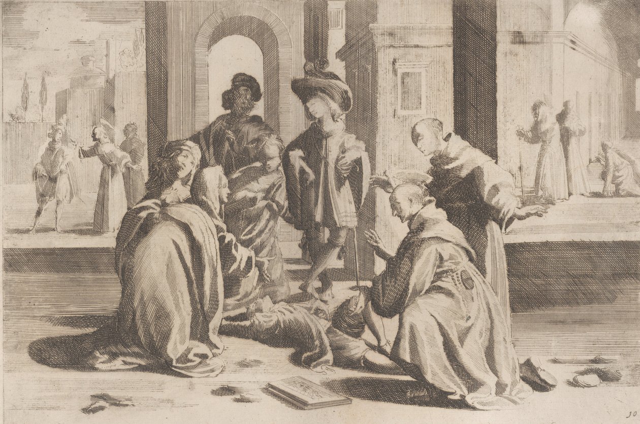 In Rome Saint Bernardino Cures a Diseased Young Man, 1610-39 by Bernardino Capitelli