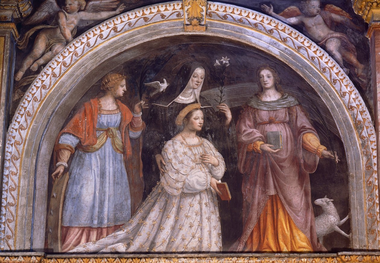 Ginevra Bentivoglio Sforza Taking Veil by Bernardino Luini