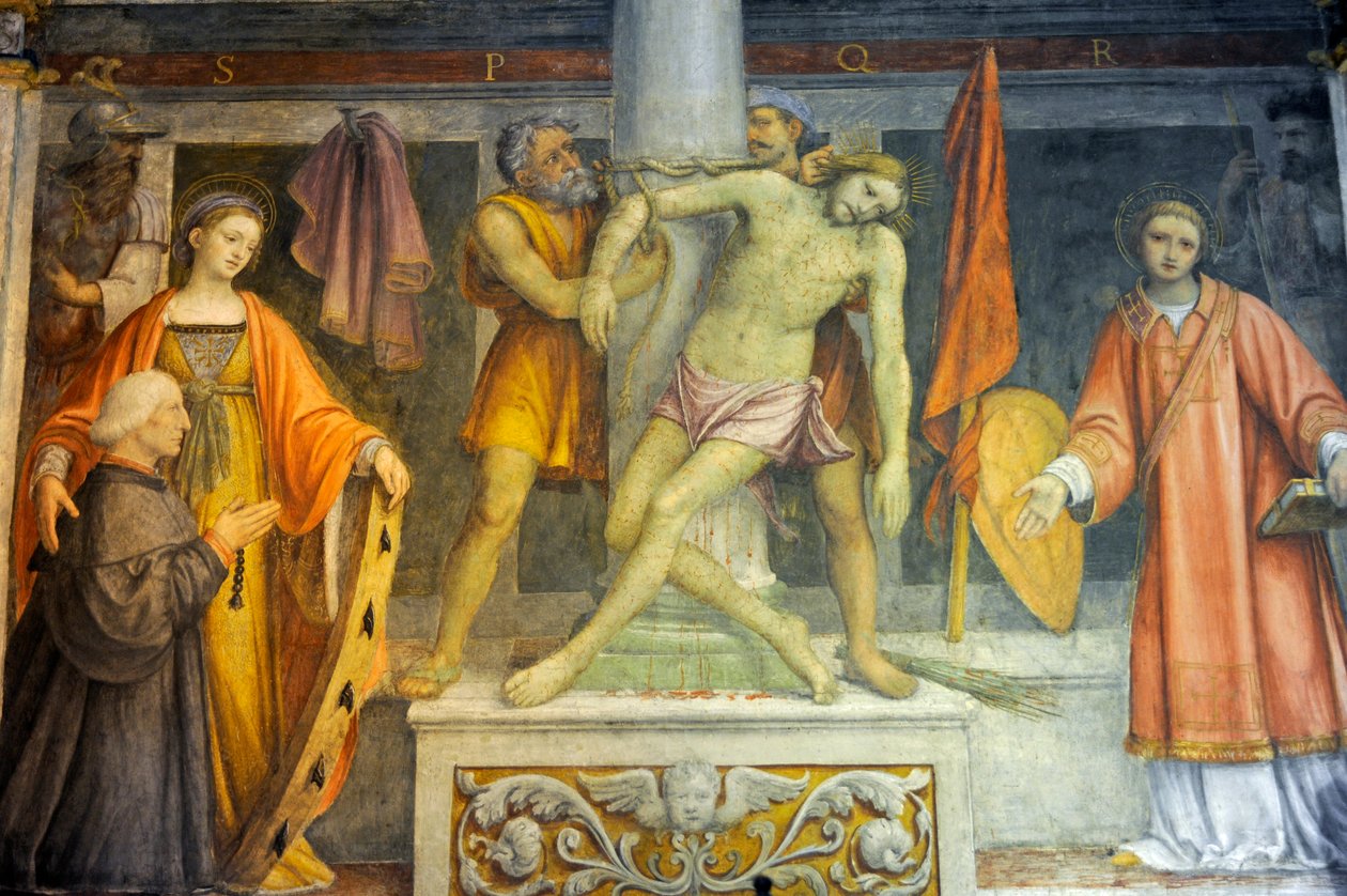 Jesus tied to column by Bernardino Luini: Fine art print