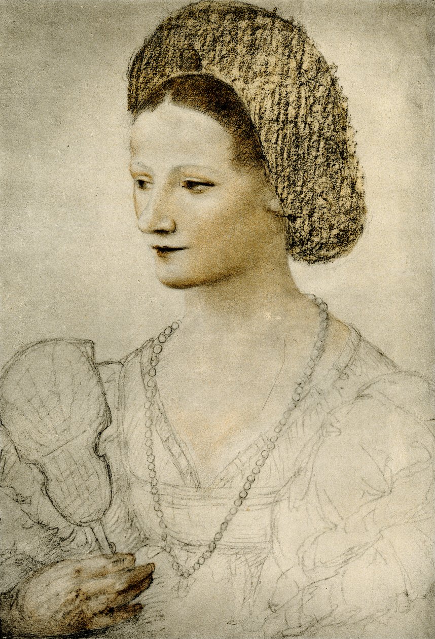 Portrait of an Unknown Woman with a Fan by Bernardino Luini