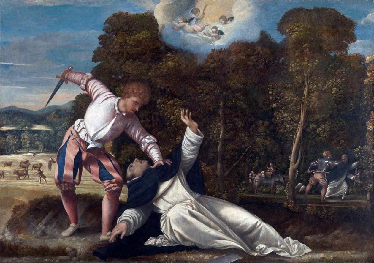 The Death of Saint Peter Martyr. Oil on canvas by Bernardino da Asola by Bernardino da Asola