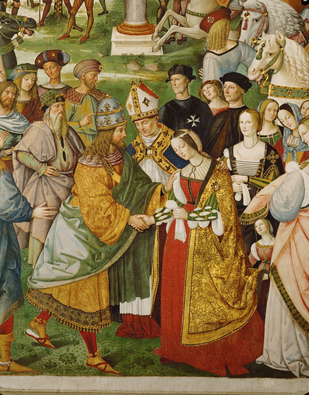 Aeneas Silvius Piccolomini Presents Emperor Friedrich III to His Bride, Eleanor of Portugal by Bernardino di Betto Pinturicchio