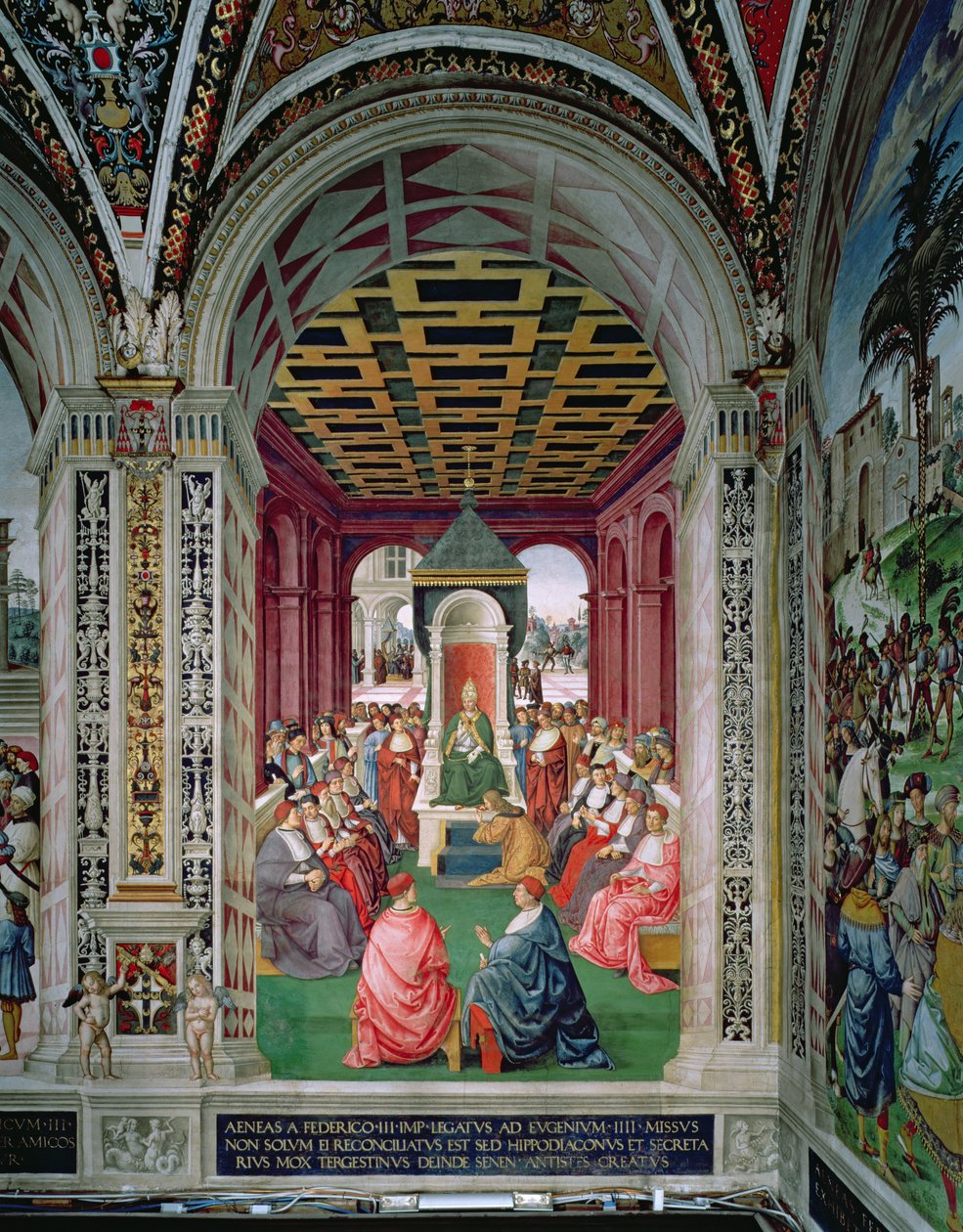 Aeneas Sylvius Piccolomini Makes an Act of Submission to Pope Eugenius IV by Bernardino di Betto Pinturicchio