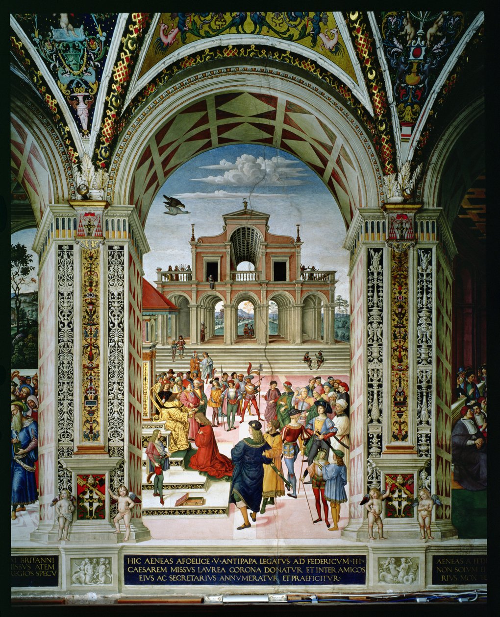 Aeneas Sylvius Piccolomini is Crowned Poet Laureate by Frederick III in 1442 by Bernardino di Betto Pinturicchio