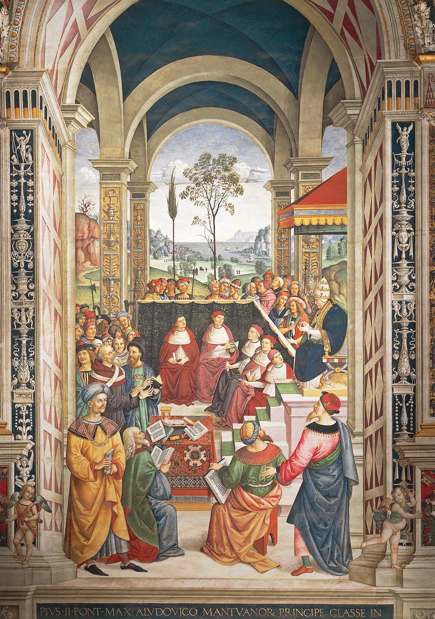 Pius II convened in Mantova for diet organized to plan Crusade against Turks (detail) by Bernardino di Betto Pinturicchio